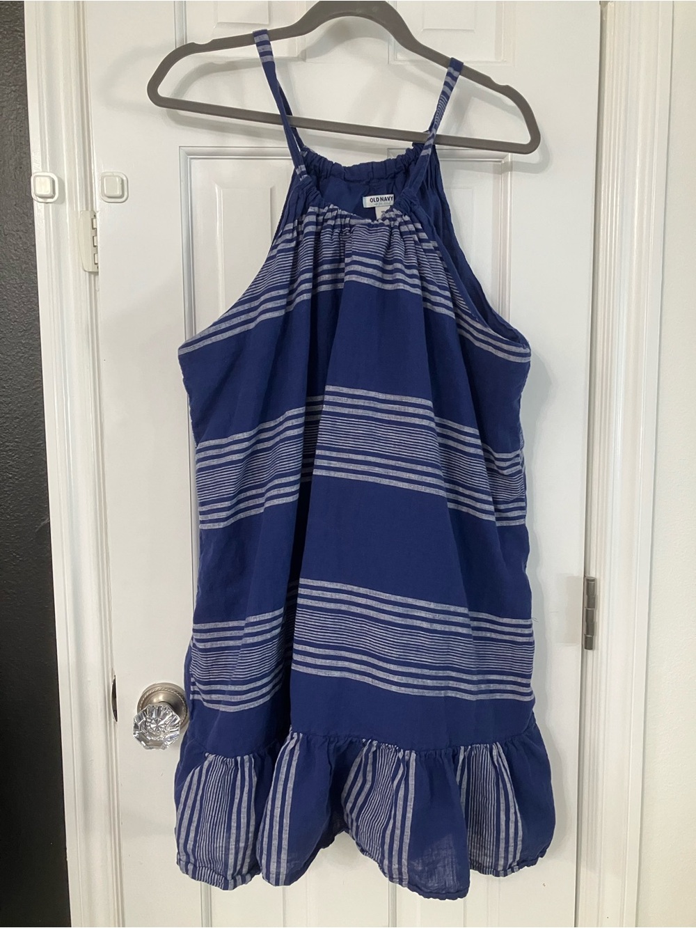 Old Navy Navy and White Striped Halter Dress